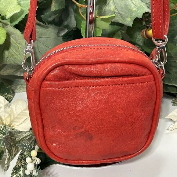 Vintage Brighton Raj Square Red Leather Crossbody Hand Bag Small Ivory Beads - Picture 5 of 9